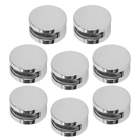 FRCOLOR 8 Set Zinc Alloy Mirror Clips Round Bright Mirror Brackets Sturdy Glass Mounting Clips Easy to Install Mirror Holder Clips Mirror Wall Hangers