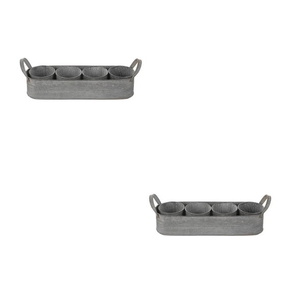 FRCOLOR 8 pcs Flower Pot Planter Set for Indoor or Outdoor Decorative Galvanized Metal Windowsill with Tray for Round