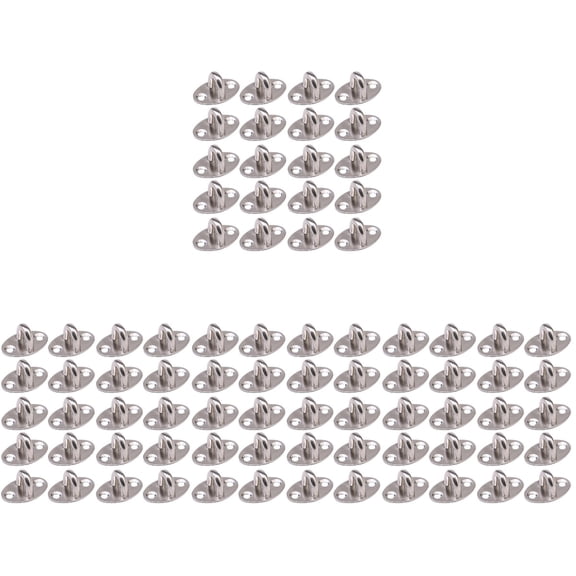 FRCOLOR 80 pcs Stainless Steel Ceiling Hooks Pad Eye Plate Ring Hooks Marine Staple Hook Ring Storage Hook for Swing Suspension Silver