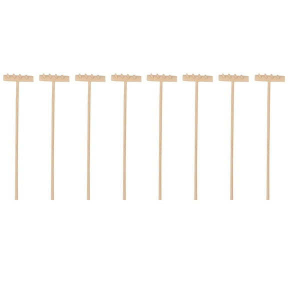 KAKOWELY Beige Mini Bamboo Rake 8Pcs For Zen Garden Tools Indoor Decor 5.5x1.4x0.8in