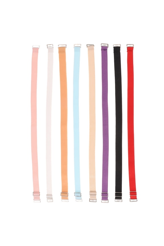 8Pcs Elastic Adjustable Bra Shoulder Straps Replacement with Rust Resistant Metal Hooks Multi Color