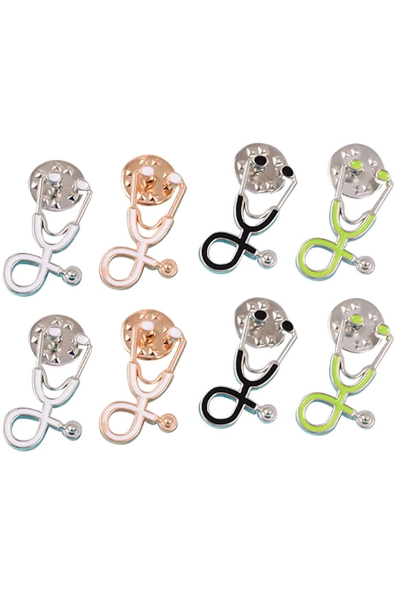 Nursing Pins Stethoscope Brooch Alloy Assorted Color 8Pcs 1.0x0.6x0.2in
