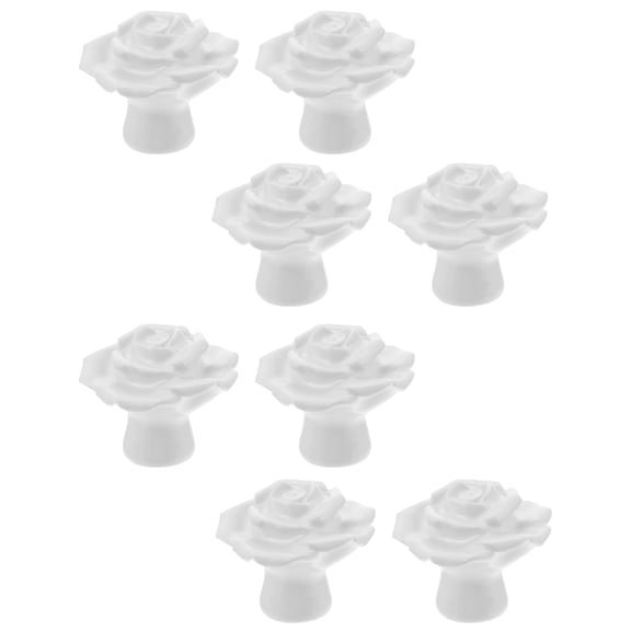 FRCOLOR 8pcs Retro Ceramic Vintage Floral Rose Door Knobs Door Locker(White