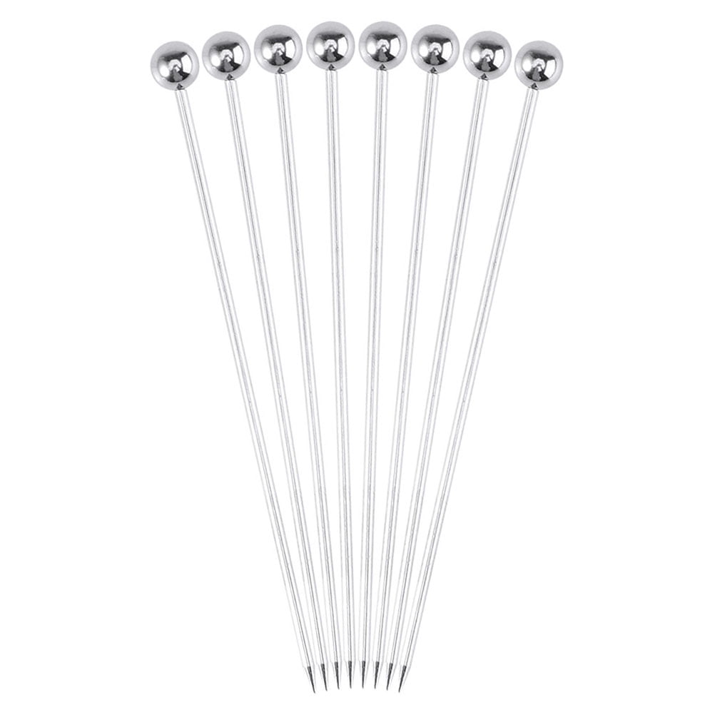 FRCOLOR 8pcs Stainless Steel Cocktail Picks Practical Fruit Pick Useful