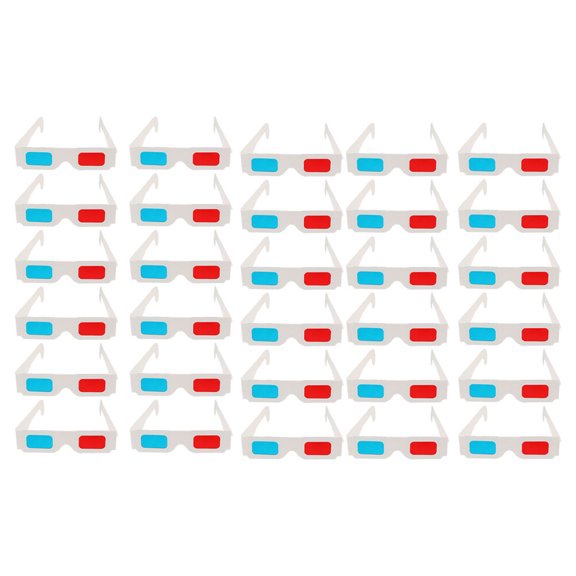 FRCOLOR 90-Pack Disposable 3D Paper Glasses for Adults and Home Use, Red Cardboard 3D Movie Glasses