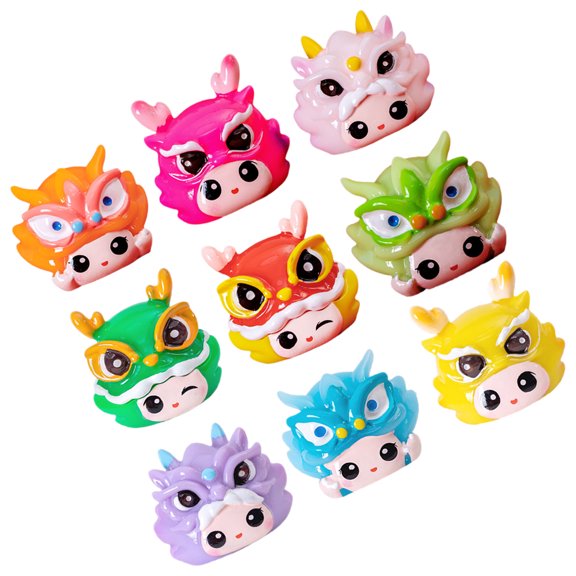 LABSERRON 9Pcs Durable Assorted Color Dragon Figurines for Garden Patio Lawn Decoration