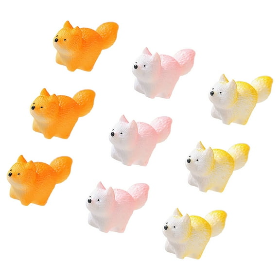 FRCOLOR 9pcs Mini Fox Animal Figurines Miniature Fox Fairy Garden Accessories For Cake Topper Moss Landscape Diy Terrarium Crafts Ornament Home Decoration