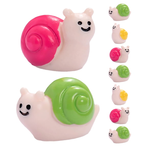 FRCOLOR 9pcs Resin Snail Figurines for Moss Micro Landscape Cute Colorful Animal Ornaments Miniature Snail Sculptures for Flowerpot