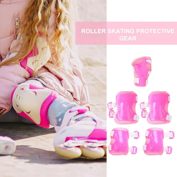 FRCOLOR A Set of 6pcs Child Kids Roller Skating Skateboard Cycling Elbow Wrist Pads Protector Guards Protective Gear (Pink)