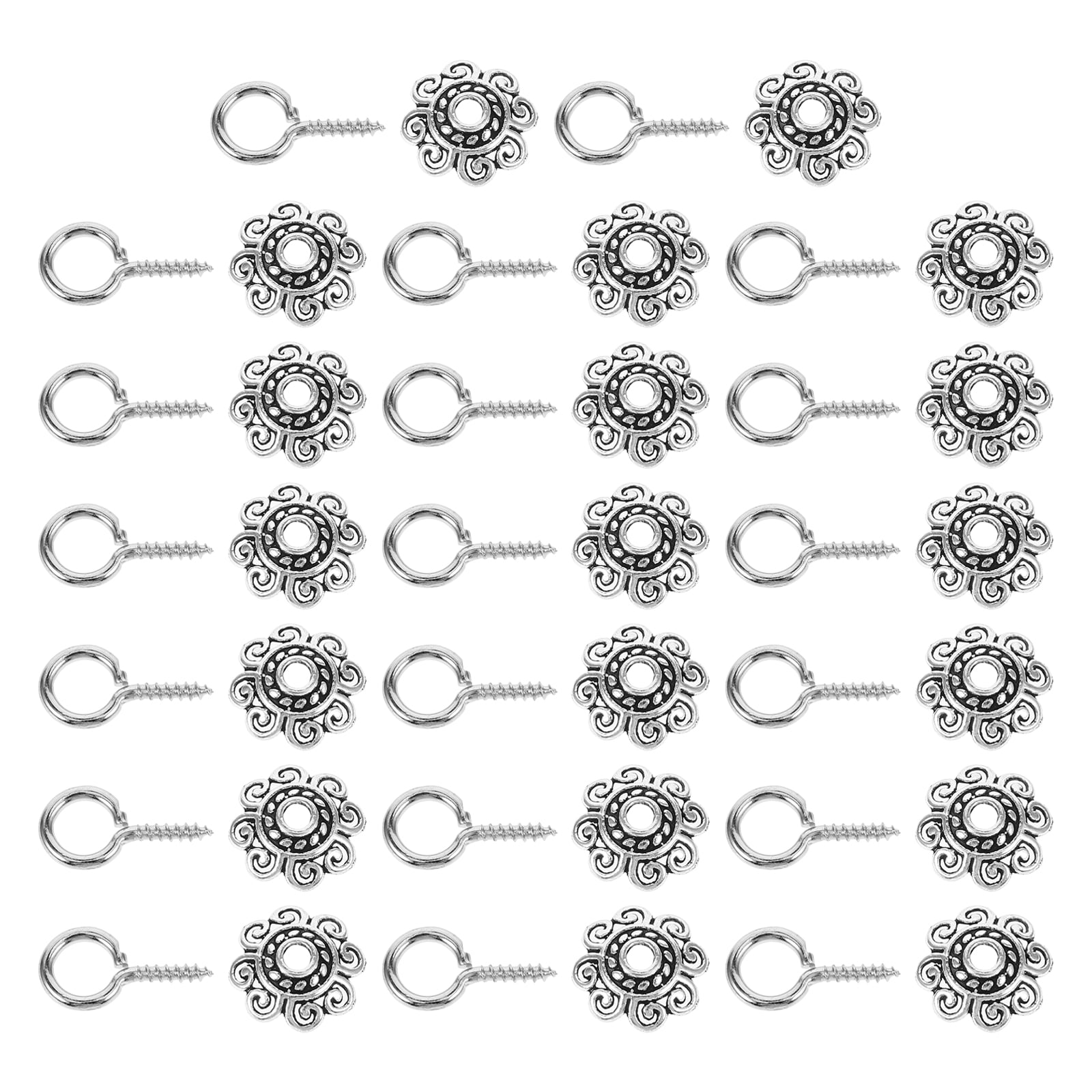 FRCOLOR 100Pcs Diy Jewelry Making Beads Caps Silver Flower Shaped Alloy Bead Caps for Necklace Parts