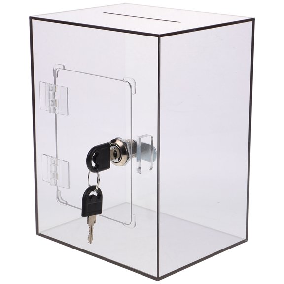 WASHWEPE Clear Acrylic Suggestion Box with Lock for Public Mail and Voting Storage