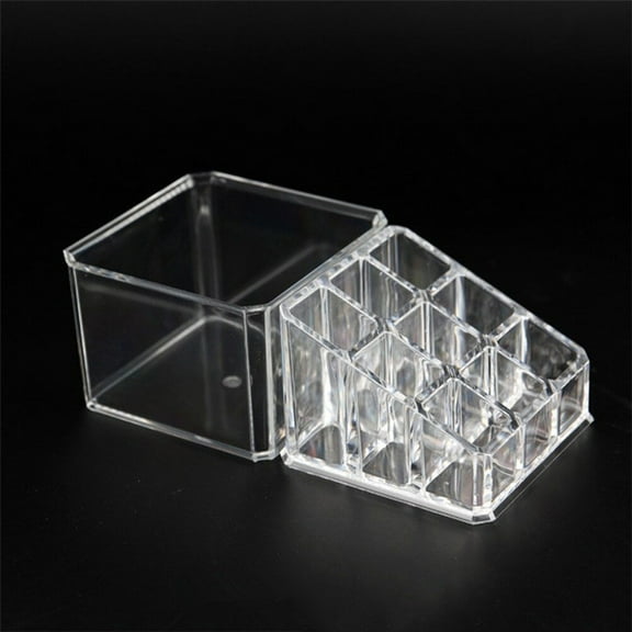 FRCOLOR Acrylic Lipstick Storage Case Transparent Cosmetic Holder for Organized Storage Assorted Colors 9 Compartments