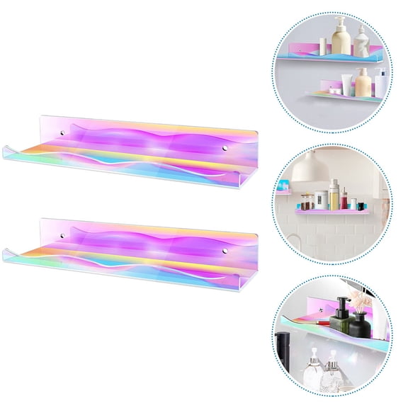 FRCOLOR Acrylic Wall Mounted Floating Shelf and Strong for Home Storage Multi Color 7.87x3.94x1.57 Inches