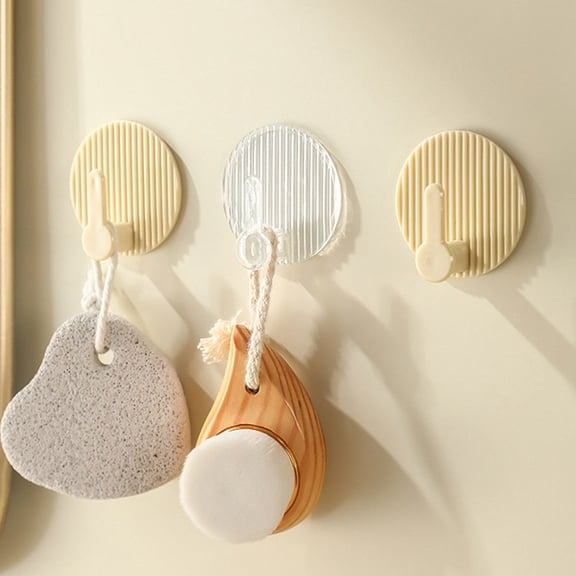 FRCOLOR Adhesive Towel Hooks for Wall with Strong PET Material Light Yellow for Home Use 4 Pcs