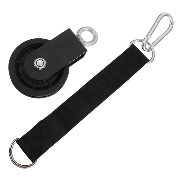 LABSERRON Black Fitness Pulley System with Strap and Carabiner for Home Gym Workouts and Outdoor Exercise Gear