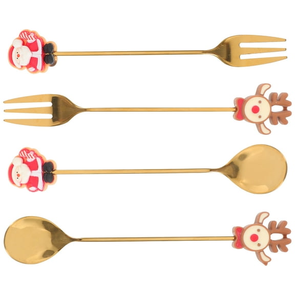 FRCOLOR Adorable Christmas Cutlery Kit with Stainless Steel and Resin Material for Home Use Party Tableware 1 Set