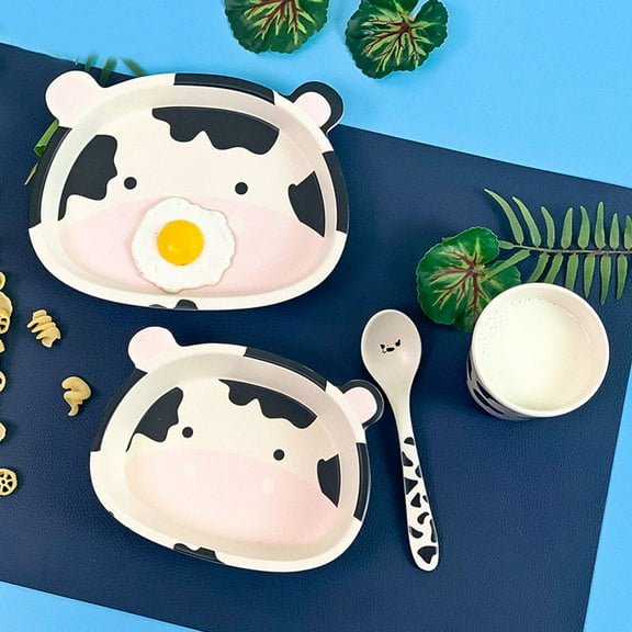 FRCOLOR Adorable Cow Shaped Dessert Bowl with Spoon for Home Use Made of Synthetic Material Multi Color 6.3 Inches
