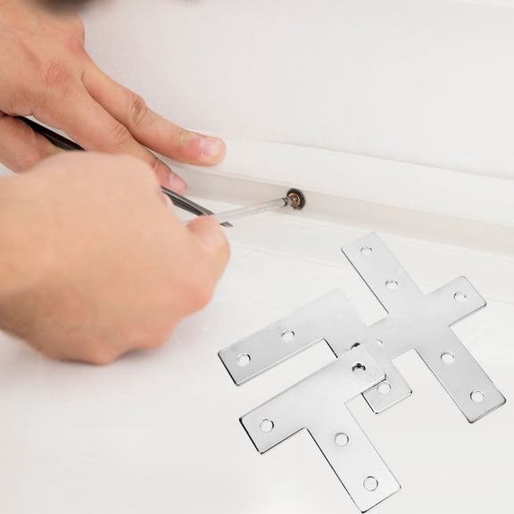FRCOLOR Angled Furniture Connector Set with Anti-Rust Brackets for Strong and Home or Office Assembly