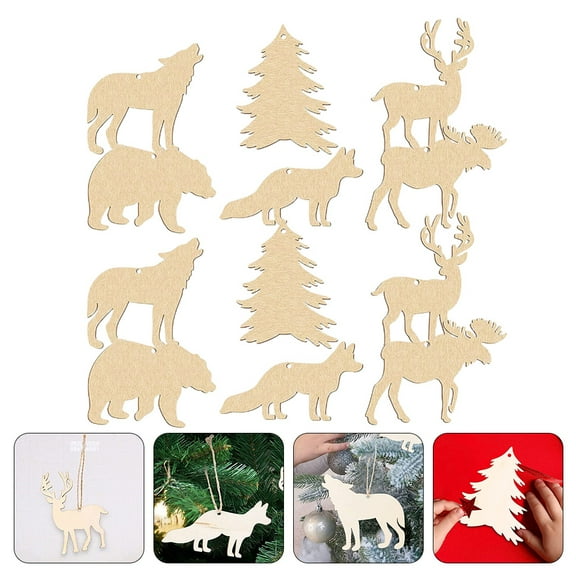 FRCOLOR Animal Wood Cutouts for Decor Khaki Plastic DIY Craft Project Pieces 30pcs