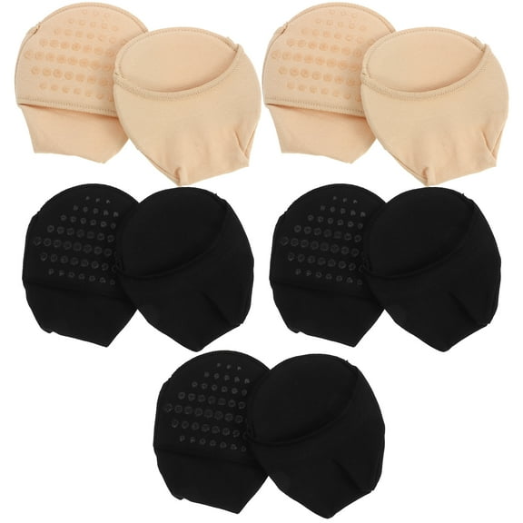 FRCOLOR Anti-Skid Socks 5 Pairs Toe Topper Socks Socks Show Liner Socks Invisible Shallow Mouth Socks ( Black, Skin Color ),3.74"X3.15"X0.2"