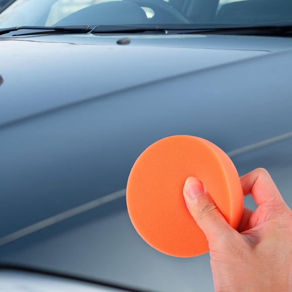 LABSERRON 1Set Orange Sponge Buffing Pads for Car Waxing and Polishing with Grip Handle