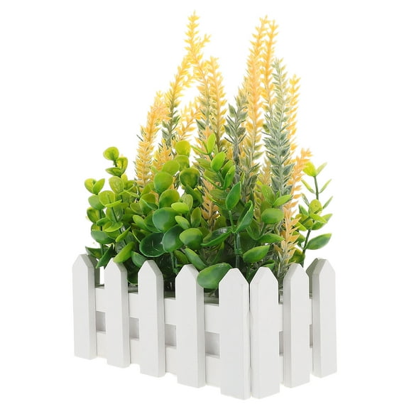 FRCOLOR Artificial Lavender Decor Fake Potted Lavender Plant In Pot Faux Flower Plants For Rustic Home Bathroom Table Centerpieces Wedding Decor Yellow