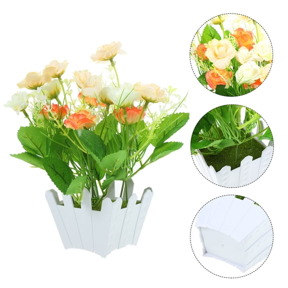 WASHWEPE Fake Potted Flowers Multi 2 Sets 8.65X3.03X5.11in Silk Flower