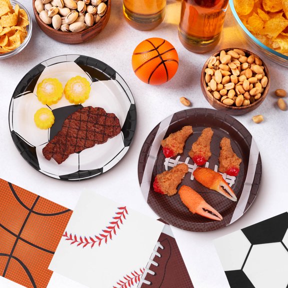 LABSERRON Football Paper Plates And Napkins Sports Theme Multi 1 Set