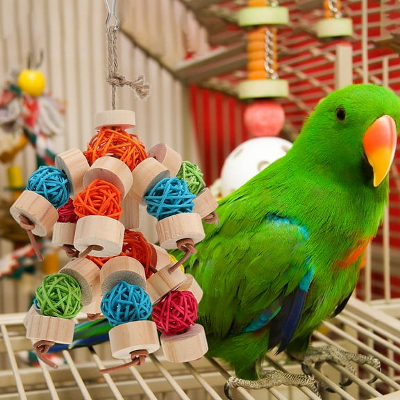 FRCOLOR Assorted Color Parrot Toys Set for Small Birds Made of Durable Plastic 6 Pieces