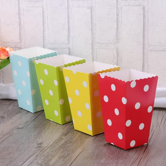 FRCOLOR Assorted Color Popcorn Boxes with Dots Pattern for Parties and Movie Night Pieces