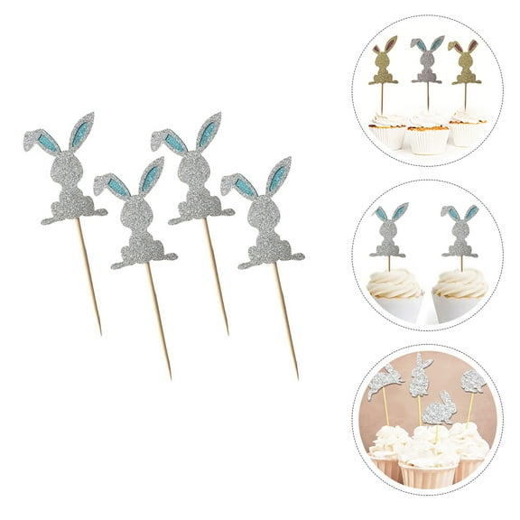 FRCOLOR Assorted Color Rabbit Cupcake Picks Made of Paper for Easter Decoration and Party Favors 48 Pieces