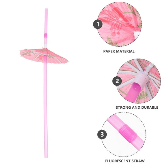 TAILTOSS Umbrella Straws Colorful 50Pcs 9.4x0.2In