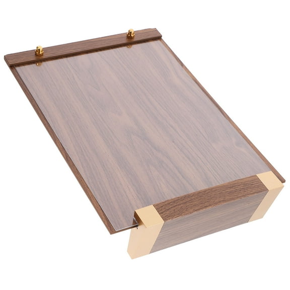 CIMAXIC Desktop Vertical Wood Display Stand for Certificates and Paper with Smooth Slide-in Feature Dark Brown