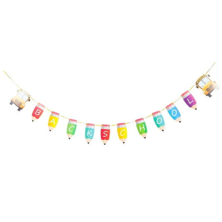 FRCOLOR Back To School Banner, First Day of School Bunting Banner, Hanging Sign Pendant for Classroom School Party Photo Props,6.5"X2.17"X0.79"