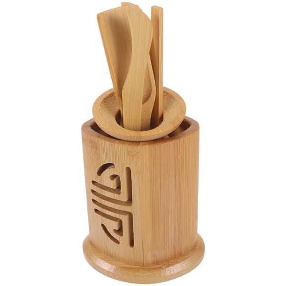 FRCOLOR Bamboo Chinese Tea Kit with Tea Scoop and Accessories for Gongfu Tea Ceremony at Home or Office 6pcs