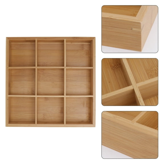 TAILTOSS Bamboo Plate Beige Square Wood Divider Plate 1Pcs 11.8x11.8in