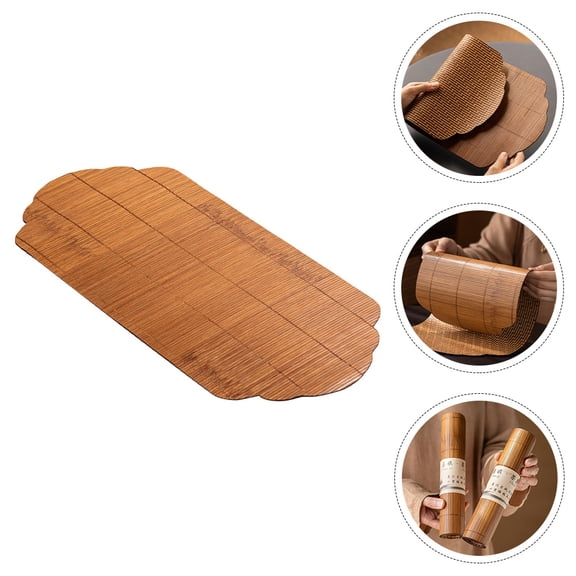 LABSERRON Bamboo Runner Mat Tea Accessory Light Brown Anti-Slip Tea House 1Pack