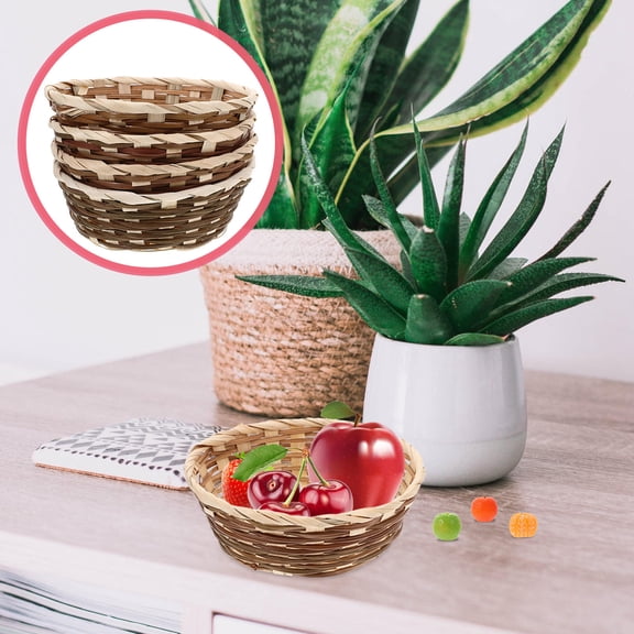 FRCOLOR Bamboo Woven Storage Basket for Home Organization Beige Decorative Synthetic Material 4 Pieces