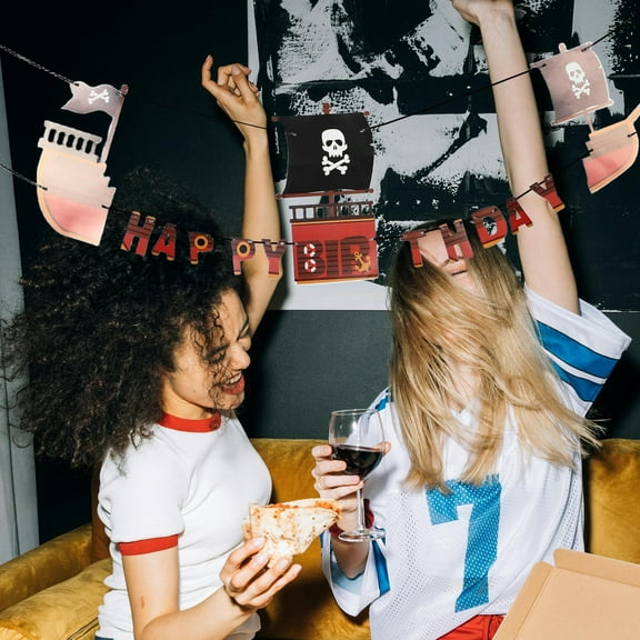 FRCOLOR  Banner Paper Sign Bunting Pirate Nautical Birthday Party Decoration