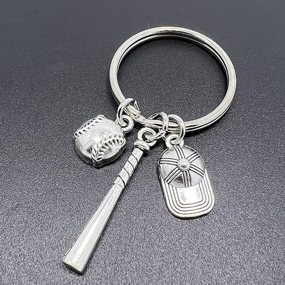 FRCOLOR  Baseball Bat Keychain Designed Key-ring Decor Cap Styled Child