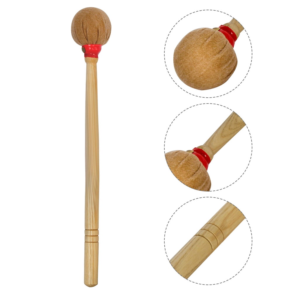 FRCOLOR Bass Drumstick Cotton Cloth Head Drumstick for Drums Coffee Color Lightweight Maple Handle 1 Pair