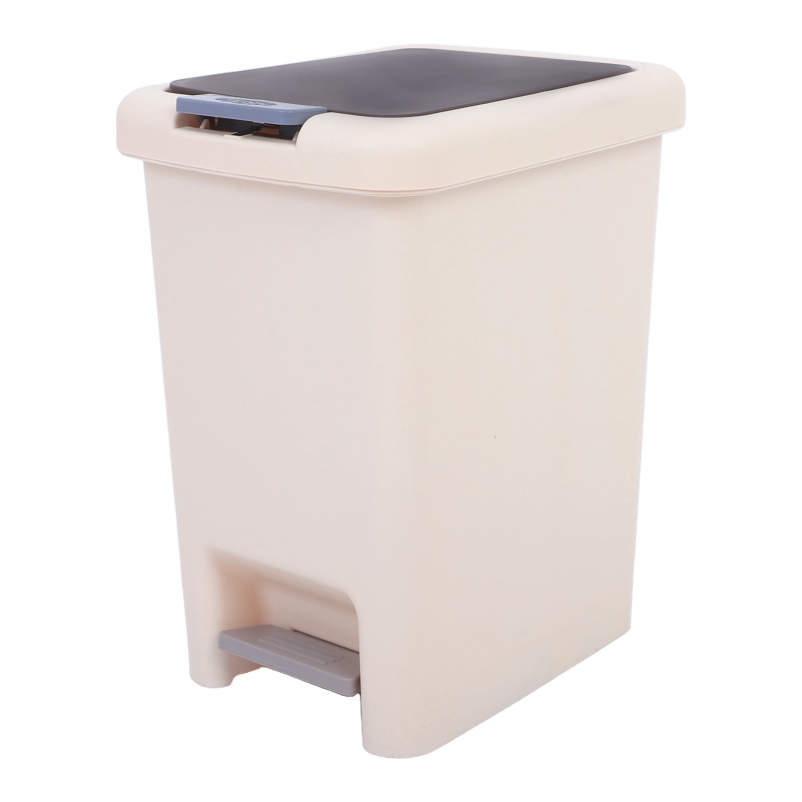 FRCOLOR Bathroom Trash Can With Lid Step Pedal Plastic Trash Bin Small Garbage Cans Rectangular Wastebasket For Bedroom Office Kitchen 8l