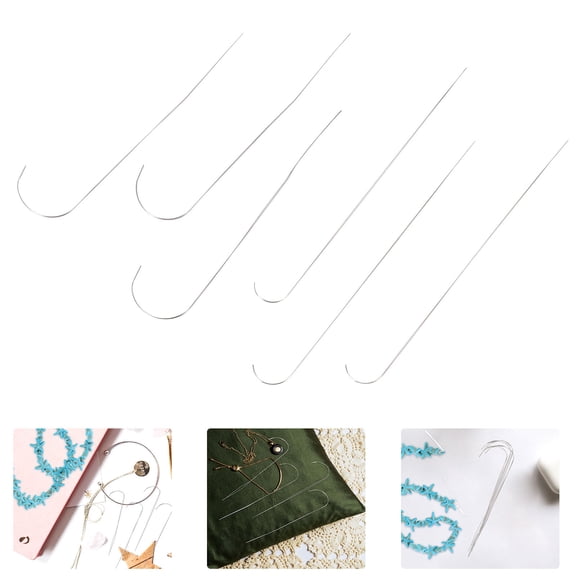 FRCOLOR Bead Threader DIY Tool for Bracelet Necklace Making with Stainless Steel Needles Silver 6pcs