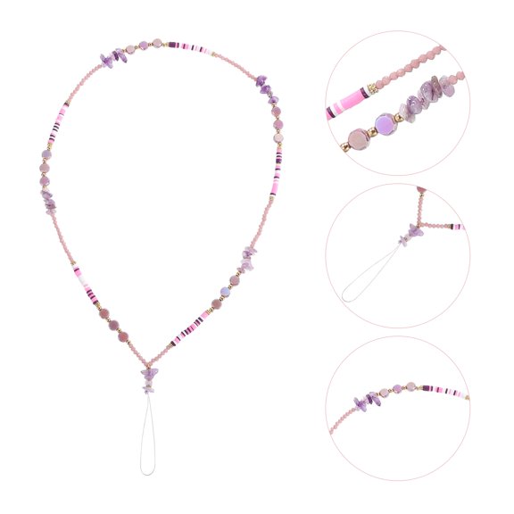 FRCOLOR Beaded Phone Chain Cute Mobile Lanyard Lanyards Phones Wrist Band Miss Women's Purple