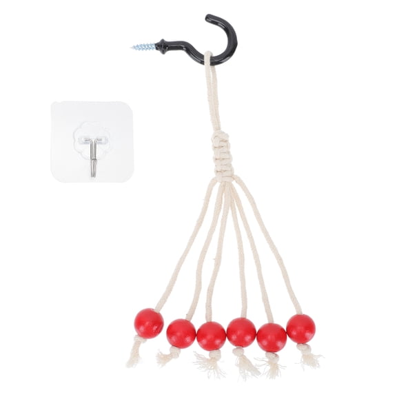 LABSERRON Handwoven Red Cotton Rope Fruit Holder Set for Kitchen Storage and Produce Hanging Display
