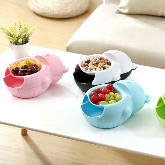 FRCOLOR Bear Snack Bowls 1Pcs Pink Little Bear Shape with Phone Holder for Home and Office Use Double Layer