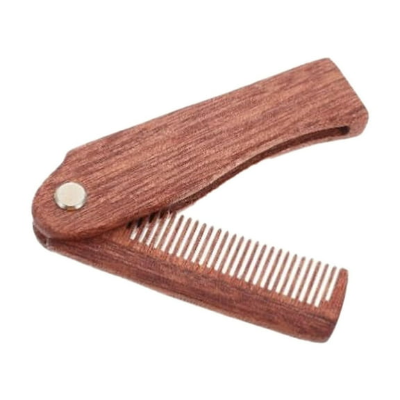 FRCOLOR Beard Comb Wooden Folding Pocket Comb Mustache Hairstyling Brush Portable Travel Grooming Accessories for Men Women