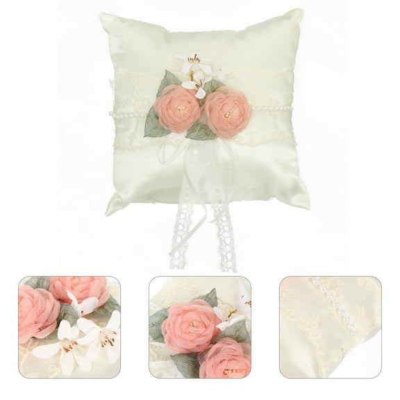 FRCOLOR Bearer Wedding Pillow Cushion Ring Pillow Bride 17X17CM