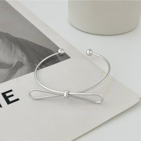 FRCOLOR Big Bow Open Bracelet Bowknot Open Bangle Wrist Jewelry for Women Girls Ladies