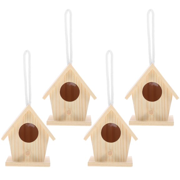 FRCOLOR Simulated Bird Nest Creative Bird's Nest Model Wooden Beige 4Set